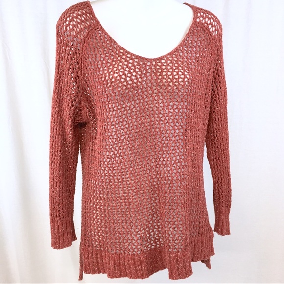 Lucky Brand Sweaters - Lucky Brand Cerise Open Stitch Rust Sweater XL